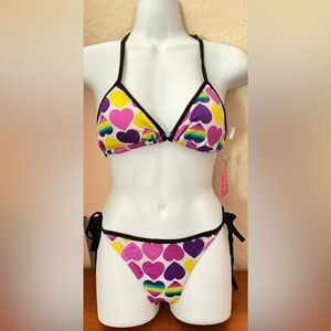 Heart Women Two Piece Swimsuit Sexy Swimwear Halter String Triangle Bikini Sets